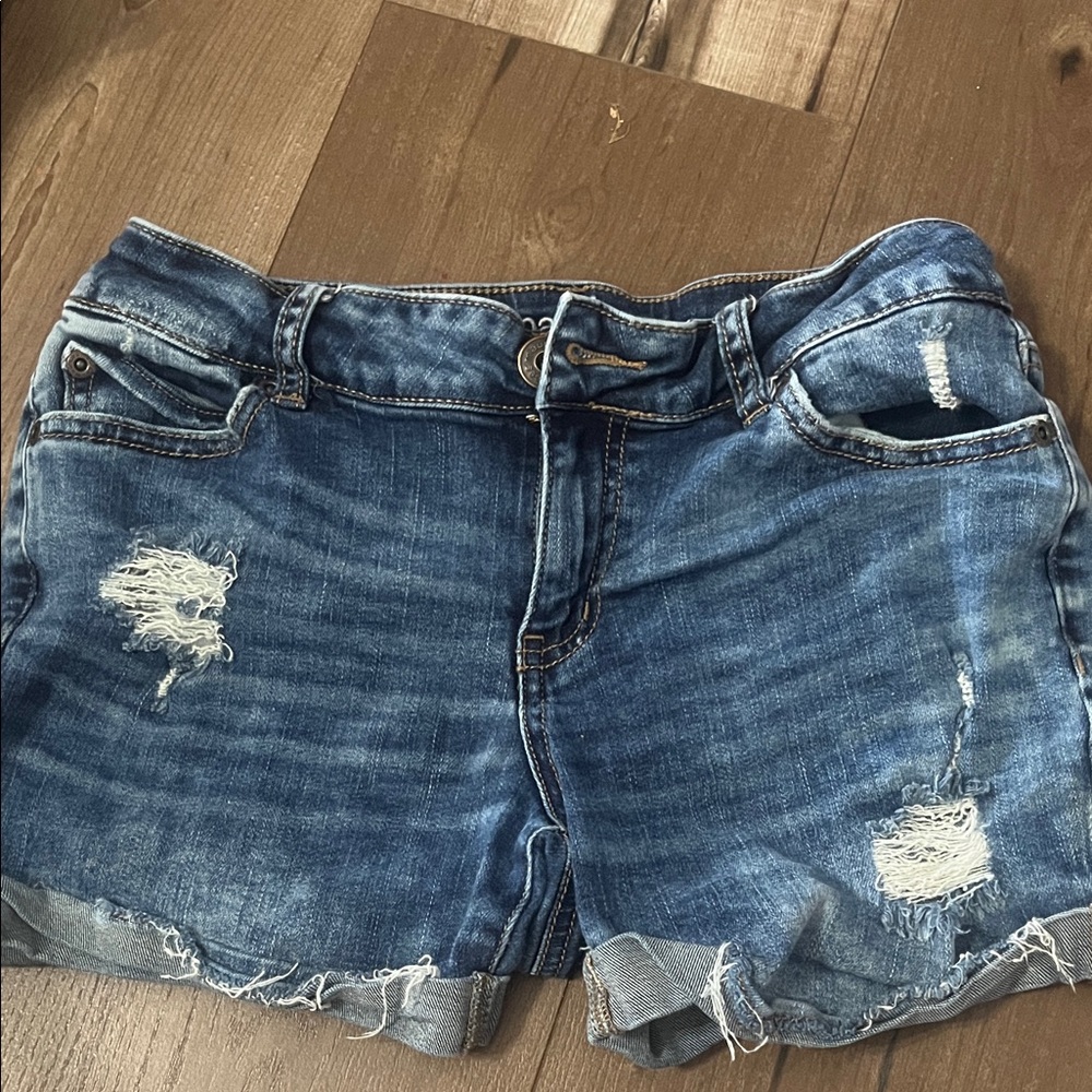 Maurices Blue Distressed Jean Shorts